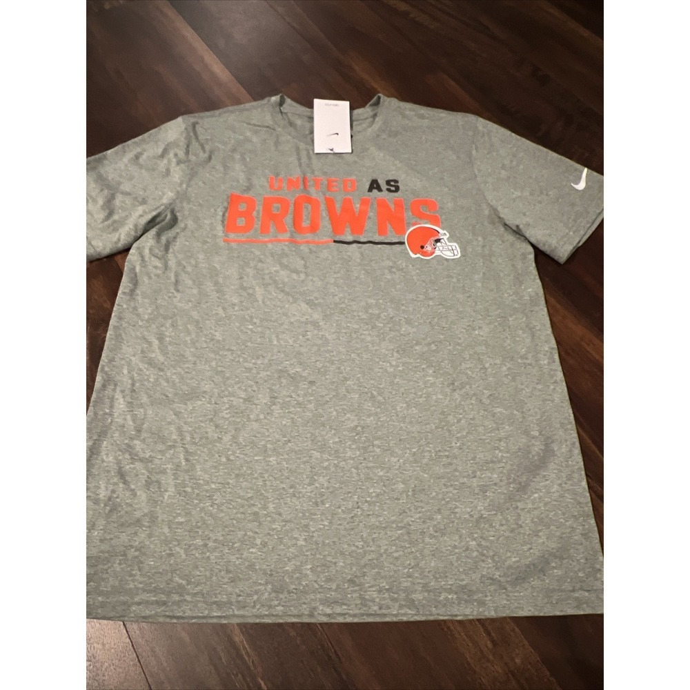 New Nike Cleveland Browns Mens Football Dri-fit Shirt Size Large Gray Orange
